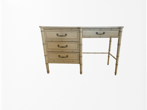 Henry Link  faux Bamboo 4 Drawer Desk Hollywood regency straight corners