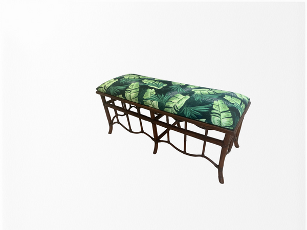 Bamboo and rattan tropical Chinoiserie bench.