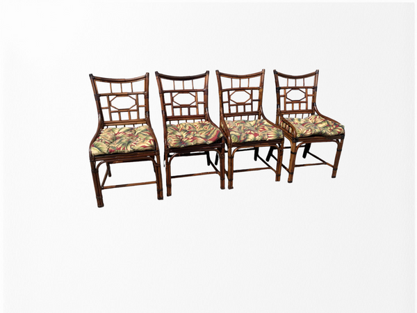 Baker Furniture Milling Road Vintage Chinoiserie Style Bamboo rattan dining set