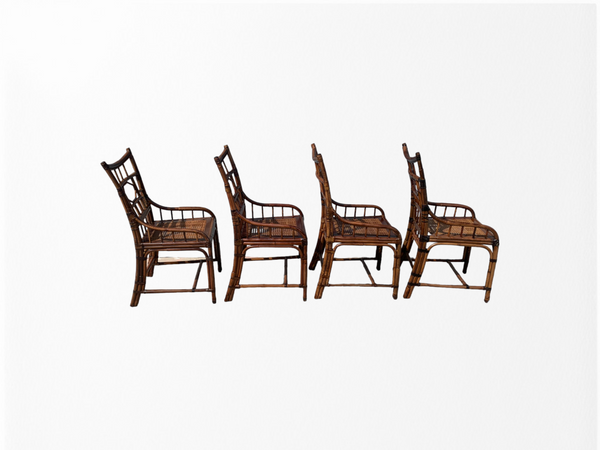 Baker Furniture Milling Road Vintage Chinoiserie Style Bamboo rattan dining set