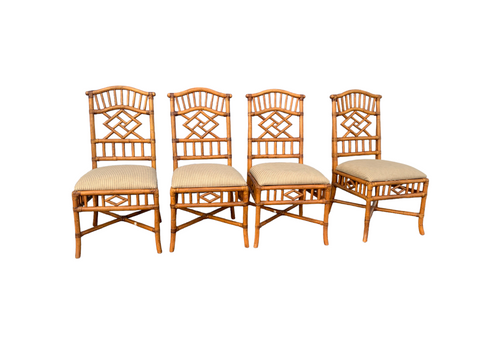 Lexington Tommy Bahama Rattan Chinese Chippendale Dining chairs lot of 4