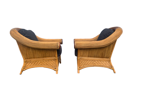 Pencil Reed Bamboo and Rattan Armchairs a Pair