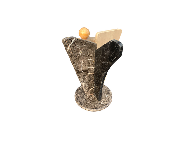 Postmodern Tessellated Marble and glass coffee and side table, 1980's.