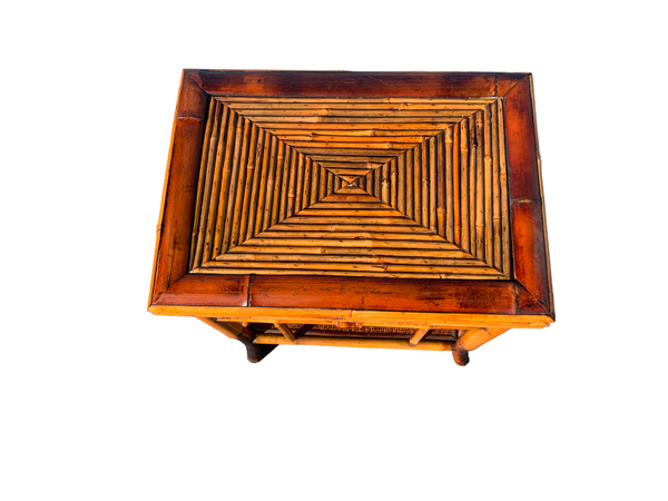 Vintage Tiger Burnt Bamboo Table One drawer