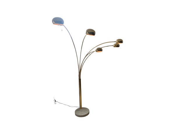 Mid-Century Modern Italian Guzzini Style Five Arm Arc Floor Lamp