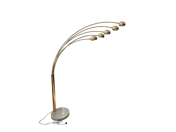 Mid-Century Modern Italian Guzzini Style Five Arm Arc Floor Lamp