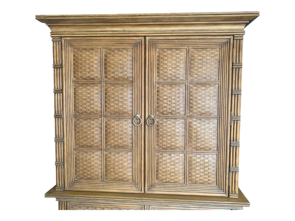 1970s Boho Chic Faux Bamboo Cabinet/Armoire Tommy Bahama Style