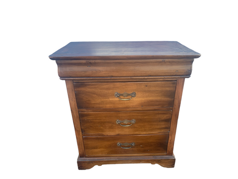 Wooden rustic rough look 3 drawers nightstand