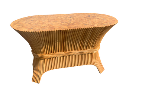 McGuire Style Sheaf of Wheat Dining Table Base, Hollywood Regency Modern
