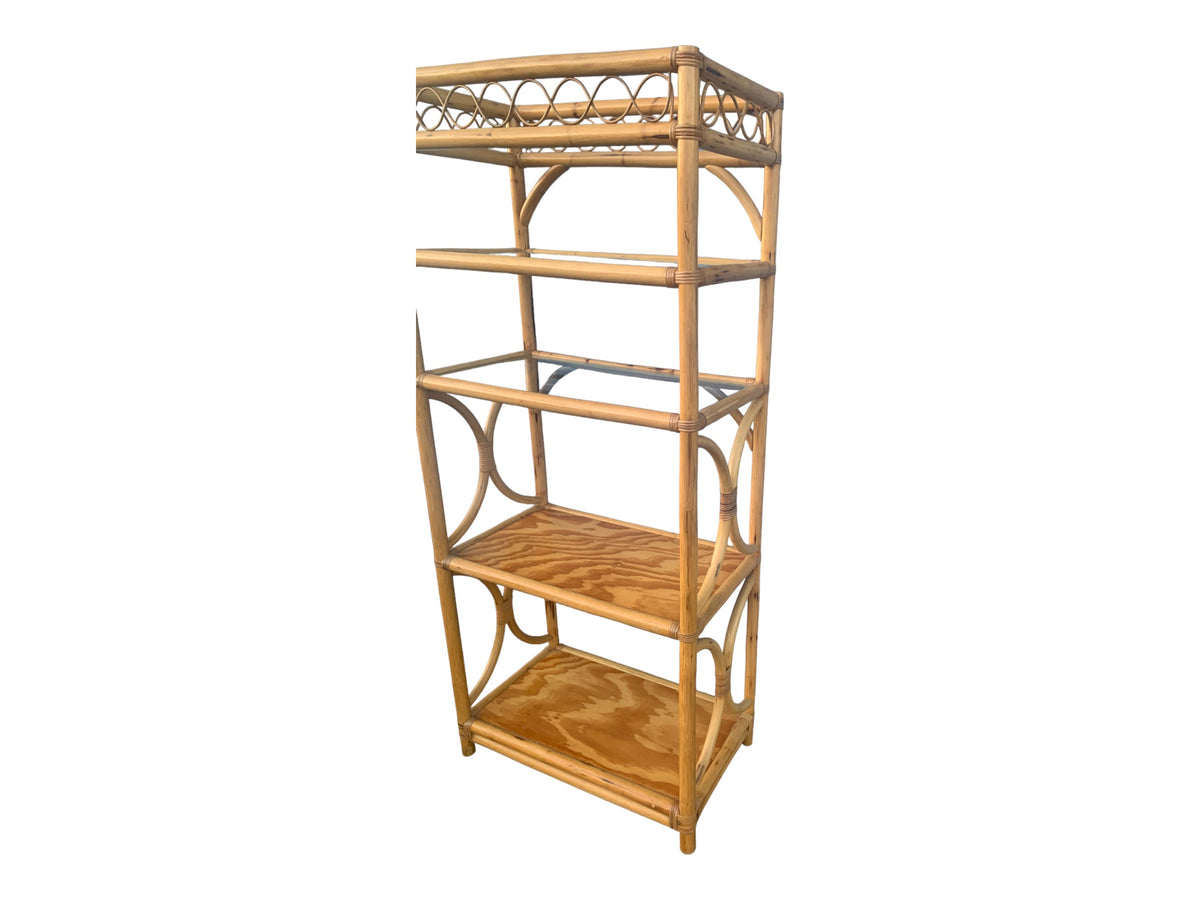 Vintage Coastal Rattan Bookcase Etagere DEG Furniture Designs