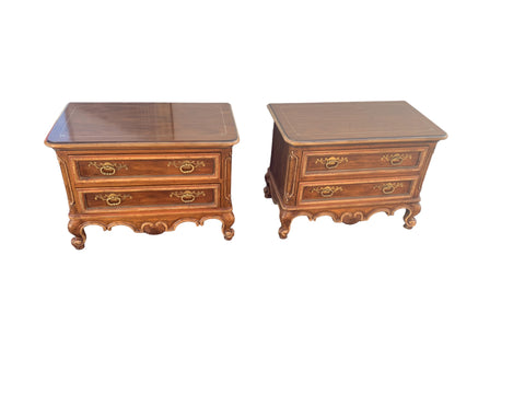 Louis XV French Provincial Drexel Heritage Brittany Collection Nightstands pair