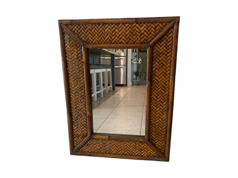 Woven Rattan Bamboo Wall Mirror