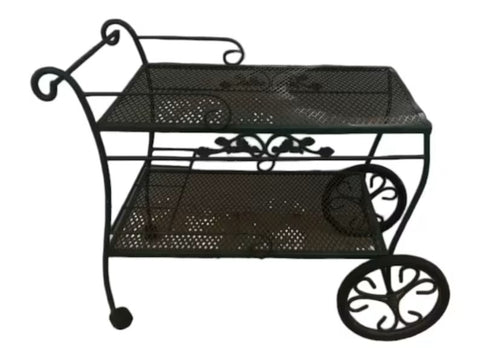 Vintage Woodard Wrought Iron Bar Cart
