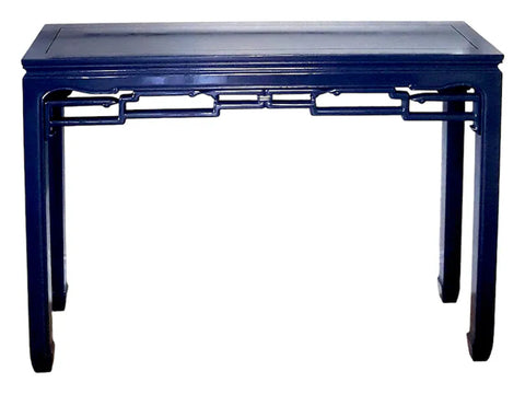 Ming Style Chinoiserie Foyer table Navy Blue Lacquered Console