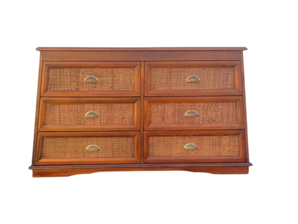 Pier 1 imports Pyramid collection wicker and wood 6 drawer dresser