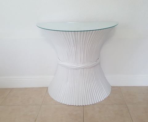 McGuire sheaf of wheat half moon table with glass