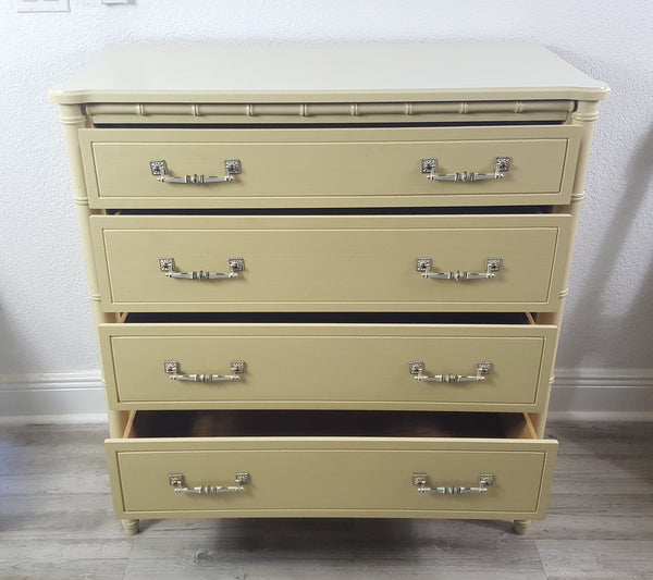 Faux Bamboo Henry Link Style Bachelor Chest 1970s Vintage 4 drawers