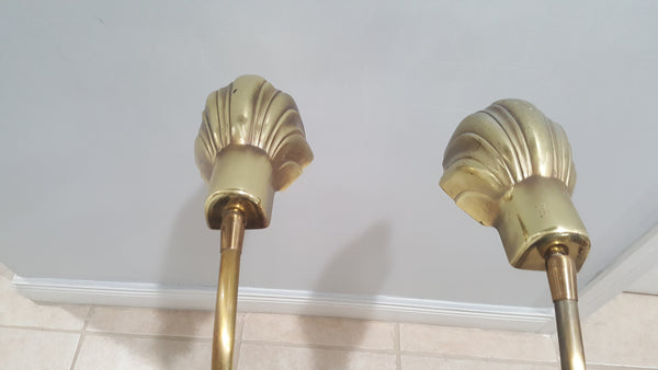 Vintage Brass Seashell Clam Shell FLOOR Lamp Swivel Light a pair