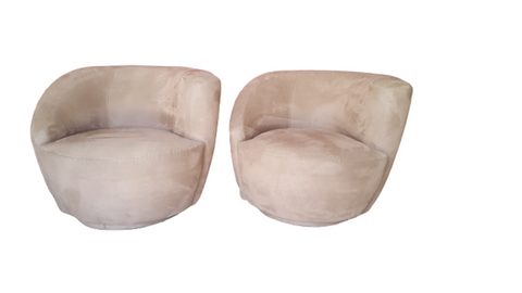 Nautilus Corkscrew Swivel Lounge Chairs In Style Of Vladimir Kagan Directional