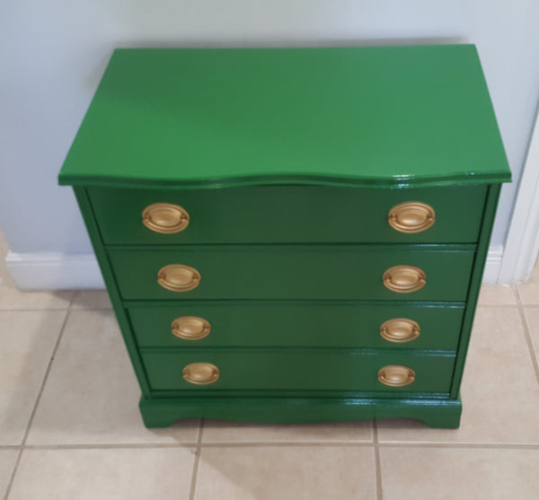 Solid wood federal style glossy green bachelor chest