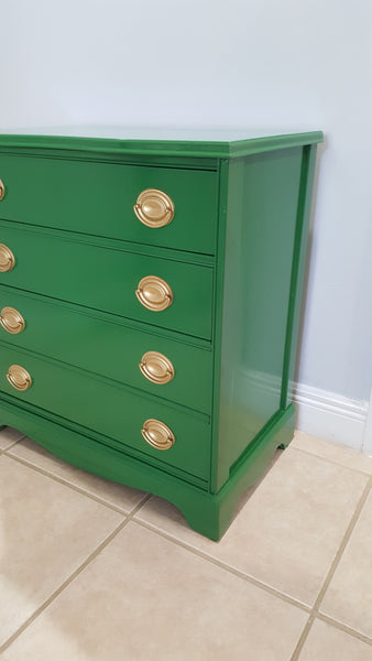 Solid wood federal style glossy green bachelor chest