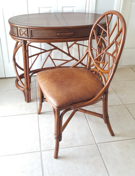 Bombay bamboo Ice Crackled Rattan Desk With Chair