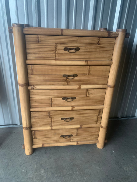 Vintage Real Bamboo and Rattan Chest of drawers