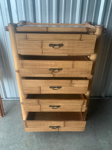 Vintage Real Bamboo and Rattan Chest of drawers
