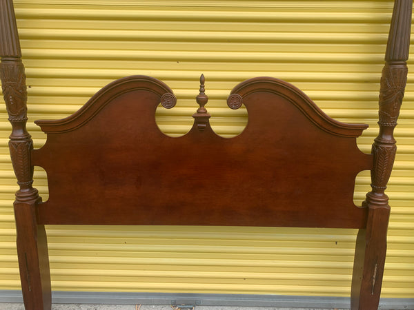 Chippendale Style Cherry Carved Queen Size Poster Bed Headboard Only
