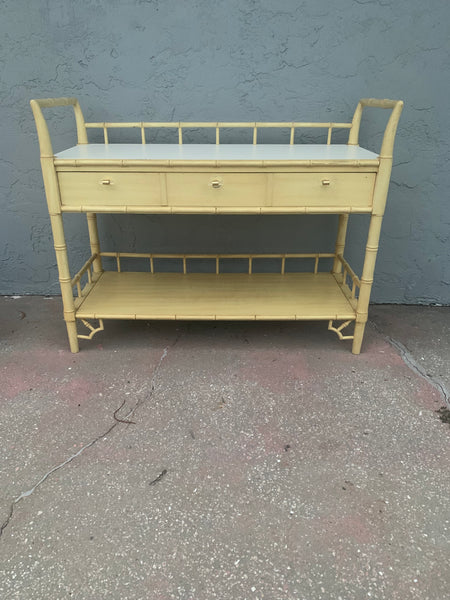 Thomasville Allegro faux bamboo bar cart Fretwork server