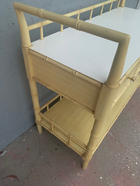 Thomasville Allegro faux bamboo bar cart Fretwork server
