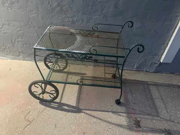 Vintage Woodard Wrought Iron Bar Cart