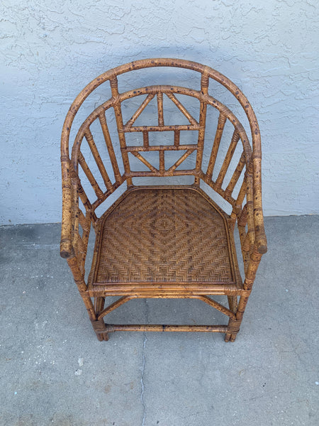 Brighton Chippendale Style Chinoiserie Horse Shoe Back Bamboo Chair