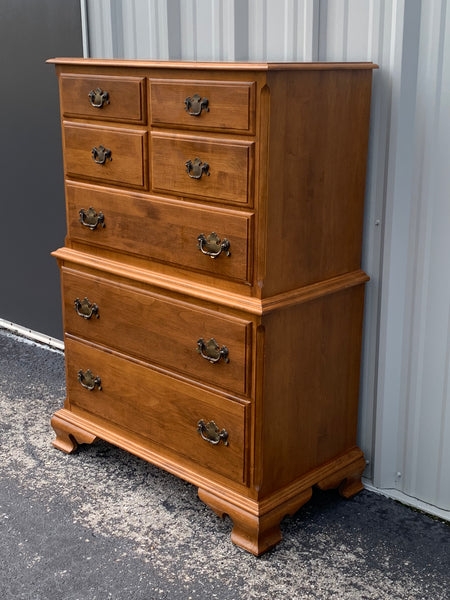 Ethan Allen Chippendale Style Maple High boy Chest of drawers