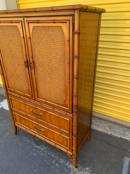 Vintage Dixie Faux Bamboo Tahiti Armoire Shipping NOT Included