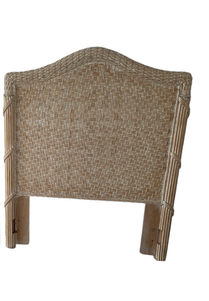 White washed Woven Rattan Twin headboards split bamboo a pair