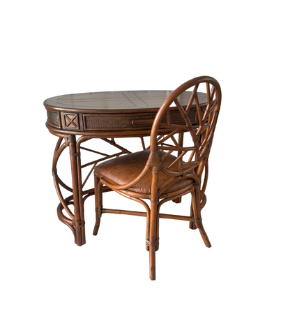 Bombay bamboo Ice Crackled Rattan Desk With Chair