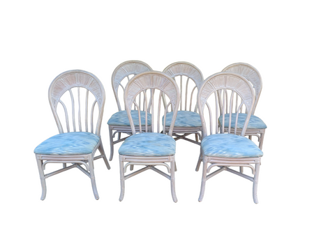 Vintage Split Bamboo Reed Dining chairs in Gabriella Crespi Style set of 6
