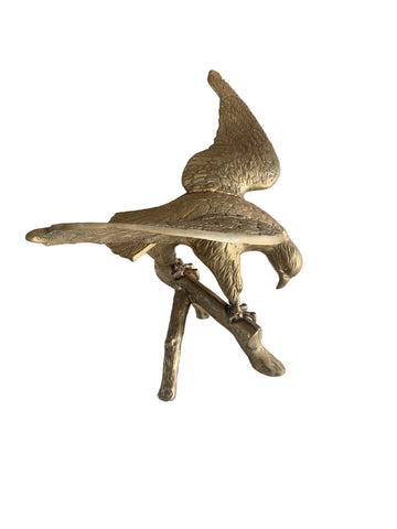 Handmade 22.5" Solid Brass Eagle Bird on Branch Figurine