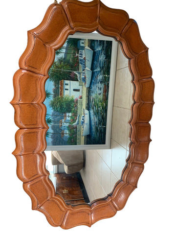 Large Faux Turtle Leather Wall Mirror MSRP 2087.00