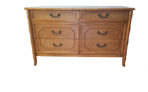 Broyhill Faux Bamboo Vintage Palm Beach Hollywood Regency 6 drawers