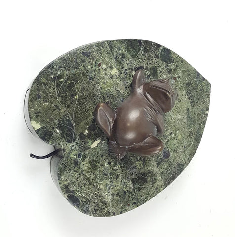 Maitland-Smith Tessellated Elegant Marble and Bronze Frog Jewelry Box