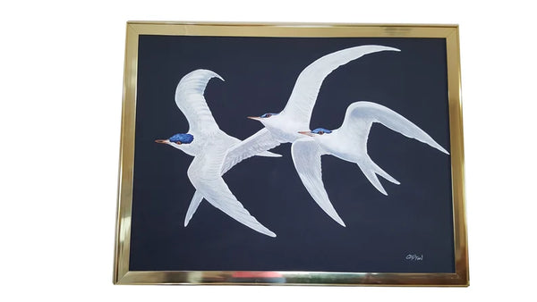 Lovely Painting of Seagulls Birds Signed by Artist Charles Clifton