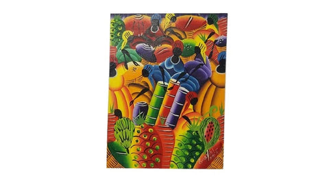 Haitian Black Women Market Scene Oil Canvas 9 1/4" X 12 Painting by Gabriel Haiti Signed