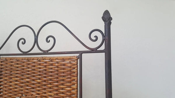 Wrought Iron Woven Rattan Palms and Elephant Design Room Divider