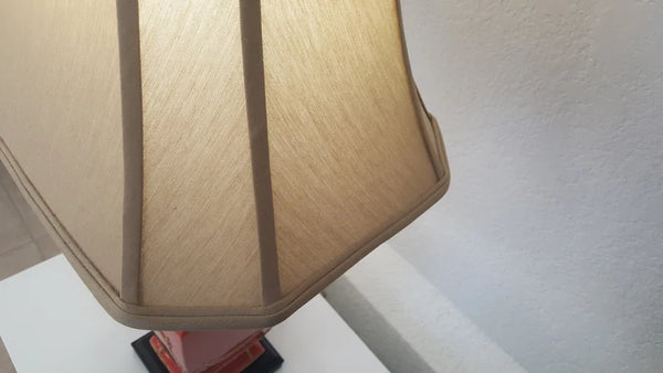 Bradburn Coral and Gold faux bamboo table lamp
