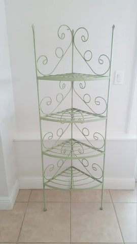 Vintage French Empire Wrought Iron Corner Rack, Plant Stand, Four Tier Stand