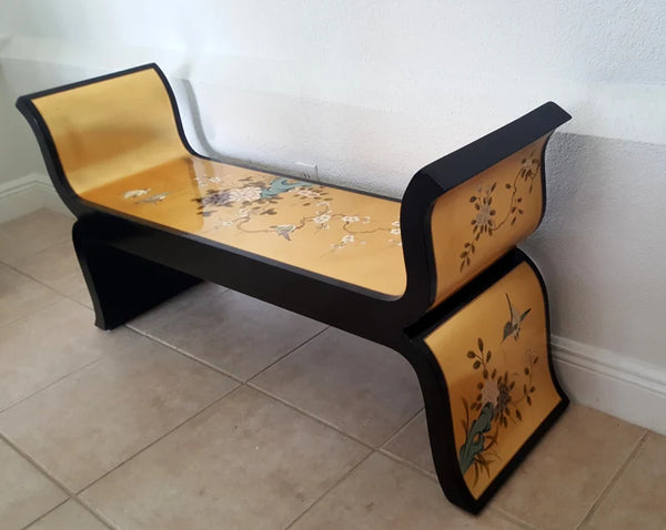Oriental Furniture Asian Gold and Black Accent Bench