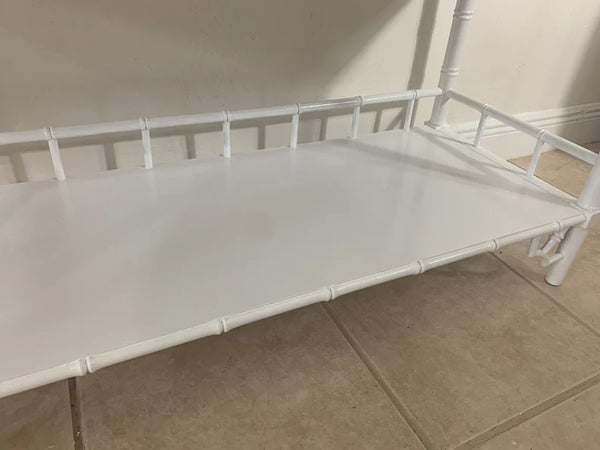 Thomasville Allegro faux bamboo bar cart White Fretwork server