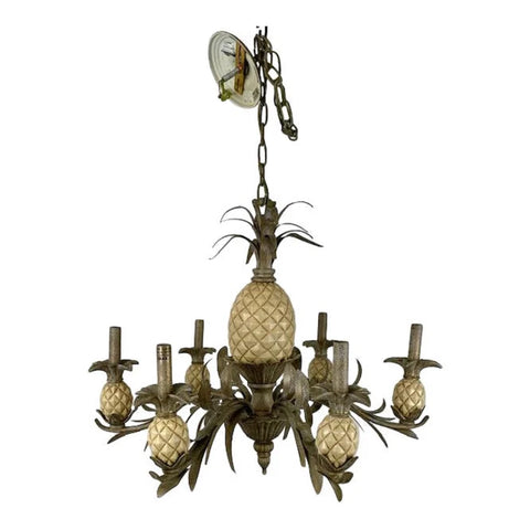 Palm Beach Island Style Tole Pineapple Chandelier 6 arms